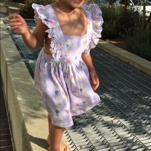 Paush Mini Lavender Ruffle-Shoulder Kids Casual Dress